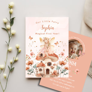 Betoverde Forest Mushroom Meisje's Eerste Verjaard Kaart