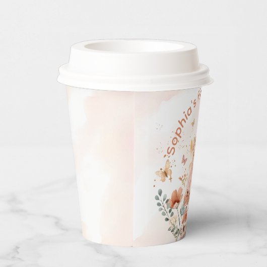 Betoverde Forest Mushroom Meisje's Eerste Verjaard Papieren Bekers (Rechts)