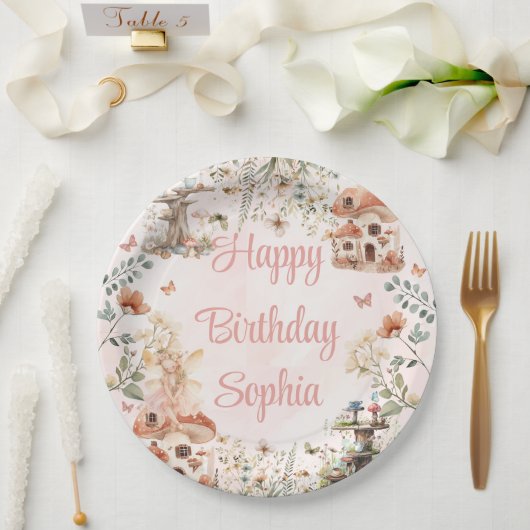Betoverde Forest Mushroom Meisje's Eerste Verjaard Papieren Bordje (Huwelijk)