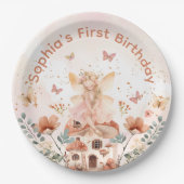 Betoverde Forest Mushroom Meisje's Eerste Verjaard Papieren Bordje (Voorkant)
