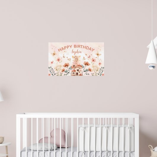 Betoverde Forest Mushroom Meisje's Eerste Verjaard Poster (Kinderkamer 2)