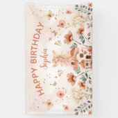 Betoverde Forest Mushroom Meisje's Eerste Verjaard Spandoek (Verticaal)