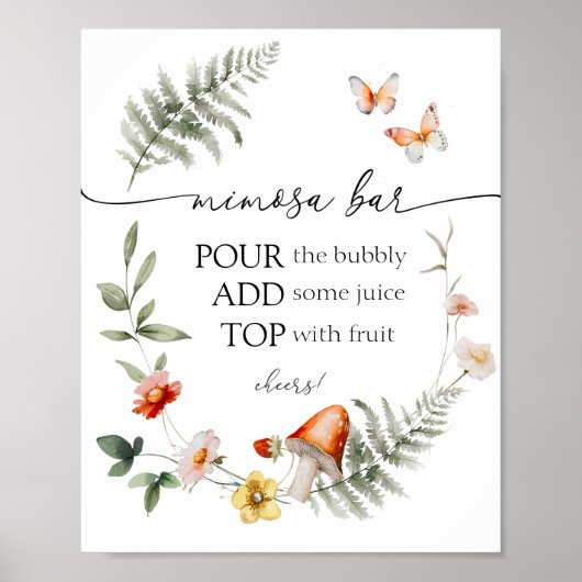 Betoverde Forest Mushroom Mimosa Bar Poster (Voorkant)