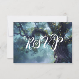 Betoverde Forest Oak Tree Fairy Lights RSVP Kaart
