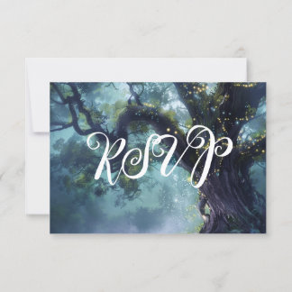 Betoverde Forest Oak Tree Fairy Lights RSVP Kaart