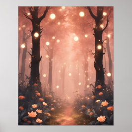 Betoverde Forest PEACH KLEINE LICHTJES Poster