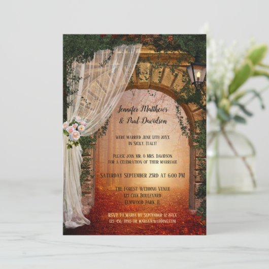 Betoverde Forest Post Bruiloft Uitnodiging (Staand voorkant)