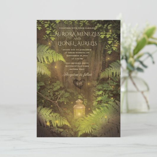 Betoverde Forest Secret Garden Dream Bruiloft Kaar Kaart (Staand voorkant)