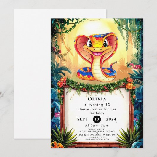Betoverde Forest Snake Verjaardag Kaart (Voorkant / Achterkant)
