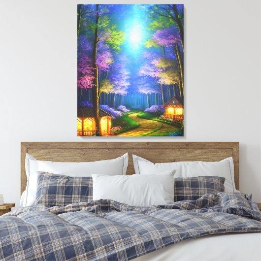 Betoverde Forest Stretched Canvas Print (Insitu (Slaapkamer))