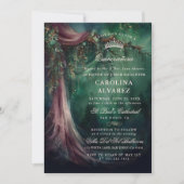 Betoverde Forest Veil Sprookjeskerk Quinceañera Kaart (Voorkant)