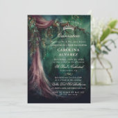 Betoverde Forest Veil Sprookjeskerk Quinceañera Kaart (Staand voorkant)