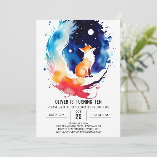 Betoverde Fox Hollow Verjaardag Kaart (Staand voorkant)