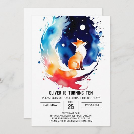 Betoverde Fox Hollow Verjaardag Kaart (Voorkant / Achterkant)