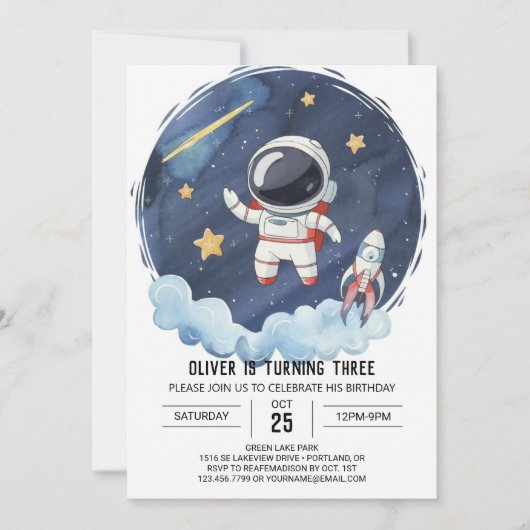 Betoverde Galaxy Rocket Astronaut Jongen Verjaarda Kaart (Voorkant)