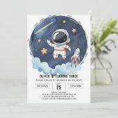 Betoverde Galaxy Rocket Astronaut Jongen Verjaarda Kaart (Staand voorkant)