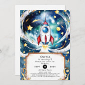 Betoverde Galaxy Rocket Verjaardag Kaart (Voorkant / Achterkant)