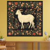 Betoverde Geit & Bloemen Folk Art Design Canvas Afdruk (Insitu (Woonkamer))