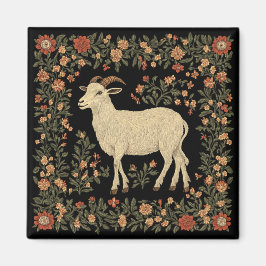 Betoverde Geit & Bloemen Folk Art Design Magneet