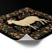 Betoverde Geit & Bloemen Folk Art Design Poster (Hoek)