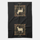 Betoverde Geit & Bloemen Folk Art Design Theedoek (Verticaal)