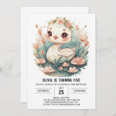 Betoverde Girly Swan Bird Verjaardag Kaart (Voorkant / Achterkant)