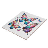 betoverde Glazen in lood vlindercluster Tegeltje (Zijkant)