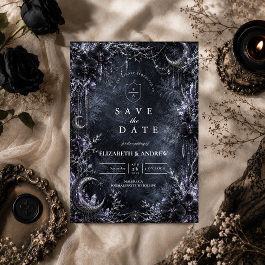 Betoverde Goth Winterhuwelijk Save The Date