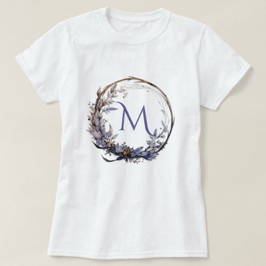 Betoverde Gotische Bloemen Krans Uw Monogram T-shirt (Design voorkant)