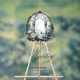 Betoverde gotische bruiloft met kasteelramen acryl bord