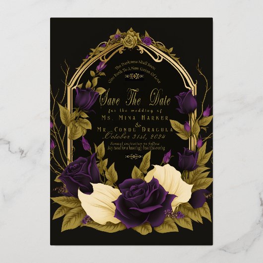 Betoverde Gotische bruiloft Save the Date Folie Uitnodiging (Voorkant)