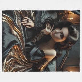 Betoverde Gotische Elegantie – Luxe Zwart & Goud Fleece Deken (Voorkant (Horizontaal))