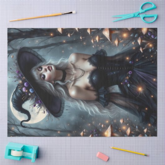 Betoverde Gotische Heks met Zilver Tissuepapier (Craft)