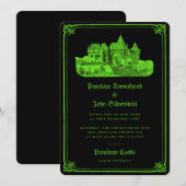 Betoverde Gotische Kasteel Neon Green Black Weddin Kaart (Voorkant / Achterkant)
