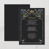 Betoverde Gotische Raven Bloemen bruiloft Details Informatiekaartje (Voorkant / Achterkant)