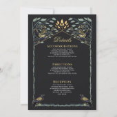 Betoverde Gotische Raven Bloemen Bruiloft Details  Kaart (Achterkant)