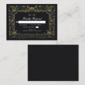 Betoverde Gotische Raven Bloemen Bruiloft Groene R Informatiekaartje (Voorkant / Achterkant)