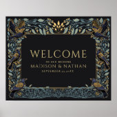 Betoverde Gotische Raven Bloemen Bruiloft Welkom Poster (Voorkant)