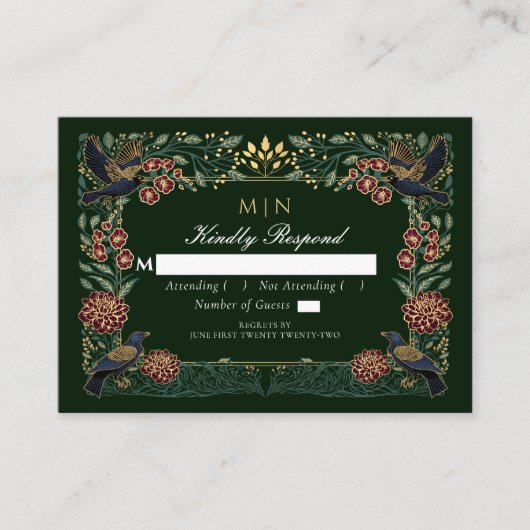 Betoverde Gotische Raven Bloemen Huwelijk Dahlia R Informatiekaartje (Voorkant)