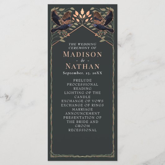 Betoverde Gotische Raven Bloemen Huwelijk Salie Gr Programmakaart (Voorkant)