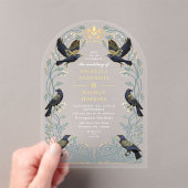 Betoverde Gotische Raven Bloemen Wedding Ach Acryl Uitnodigingen (Insitu (Draagbaar))