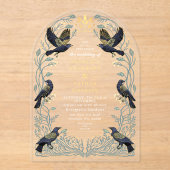 Betoverde Gotische Raven Bloemen Wedding Ach Acryl Uitnodigingen (Voorkant)