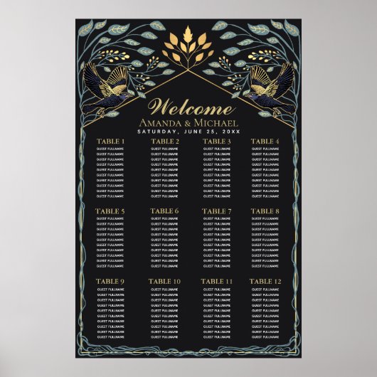 Betoverde Gotische Raven Bruiloft Zitplaatsen Graf Poster (Voorkant)