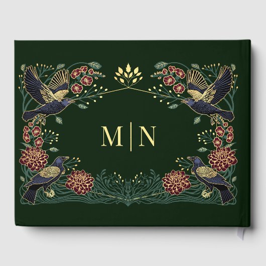 Betoverde Gotische Raven Dahlia Snapdragon Wedding Gastenboek (Achterkant)