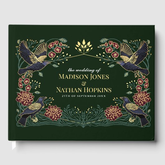 Betoverde Gotische Raven Dahlia Snapdragon Wedding Gastenboek (Voorkant)