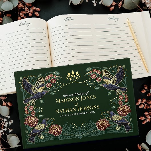 Betoverde Gotische Raven Dahlia Snapdragon Wedding Gastenboek