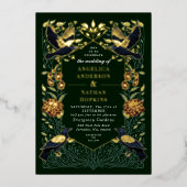 Betoverde Gotische Raven Snapdragon bruiloft Folie Uitnodiging (Voorkant)