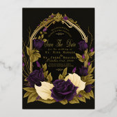 Betoverde Gotische Trouwdag Bewaar de Datum Folie Uitnodiging (Voorkant)