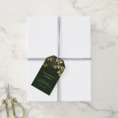 Betoverde Gouden Bladgroen Jager Groene Bruiloft Cadeaulabel (Met Touw)