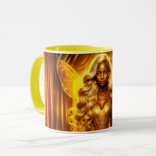 Betoverde gouden fee elegante sprankelende vleugel mok (Voorkant links)